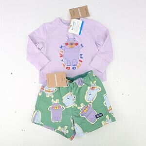 Patagonia Baby 3-6M Mountain Mood Capilene LS Shirt & Marching Around Baggies